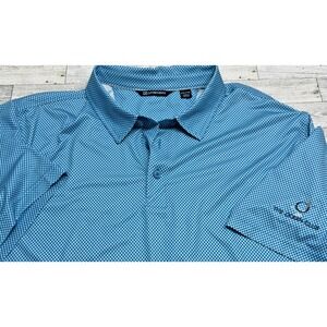 Cutter Buck Mens XXL Golf Polo Shirt Blue Geo Print Performance The Ocean Club